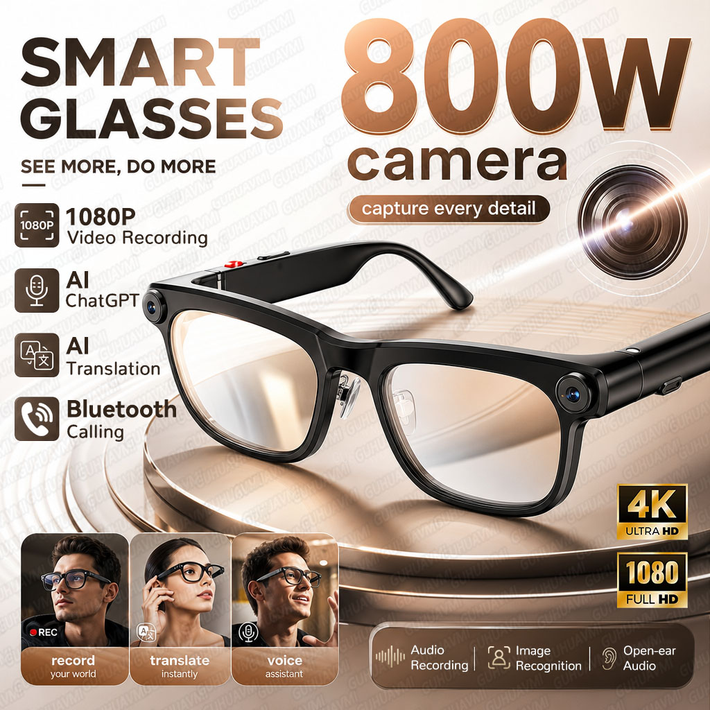 Smart Glasses Lens - Neue KI-Smart-Brille mit 8MP-Kamera, 4K-HD-Videoaufnahme, Sonnenbrille,